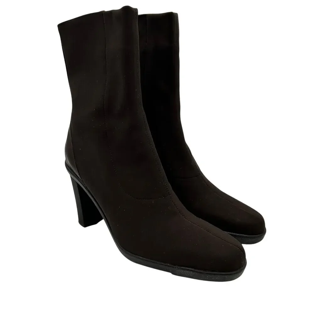 Donald J Pliner repe Elastic Mid Calf Boots Size 9 Brown Heeled Italy Designer